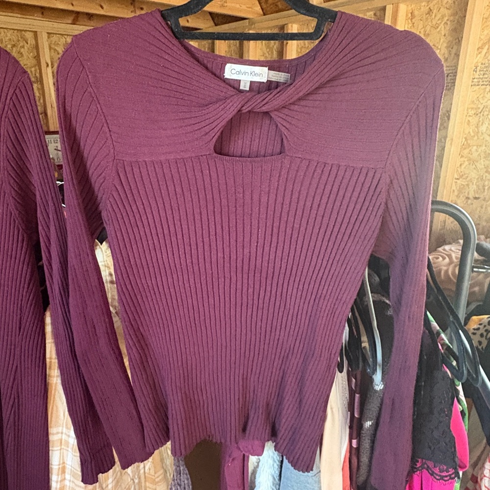 Calvin Klein Burgundy Ribbed Top